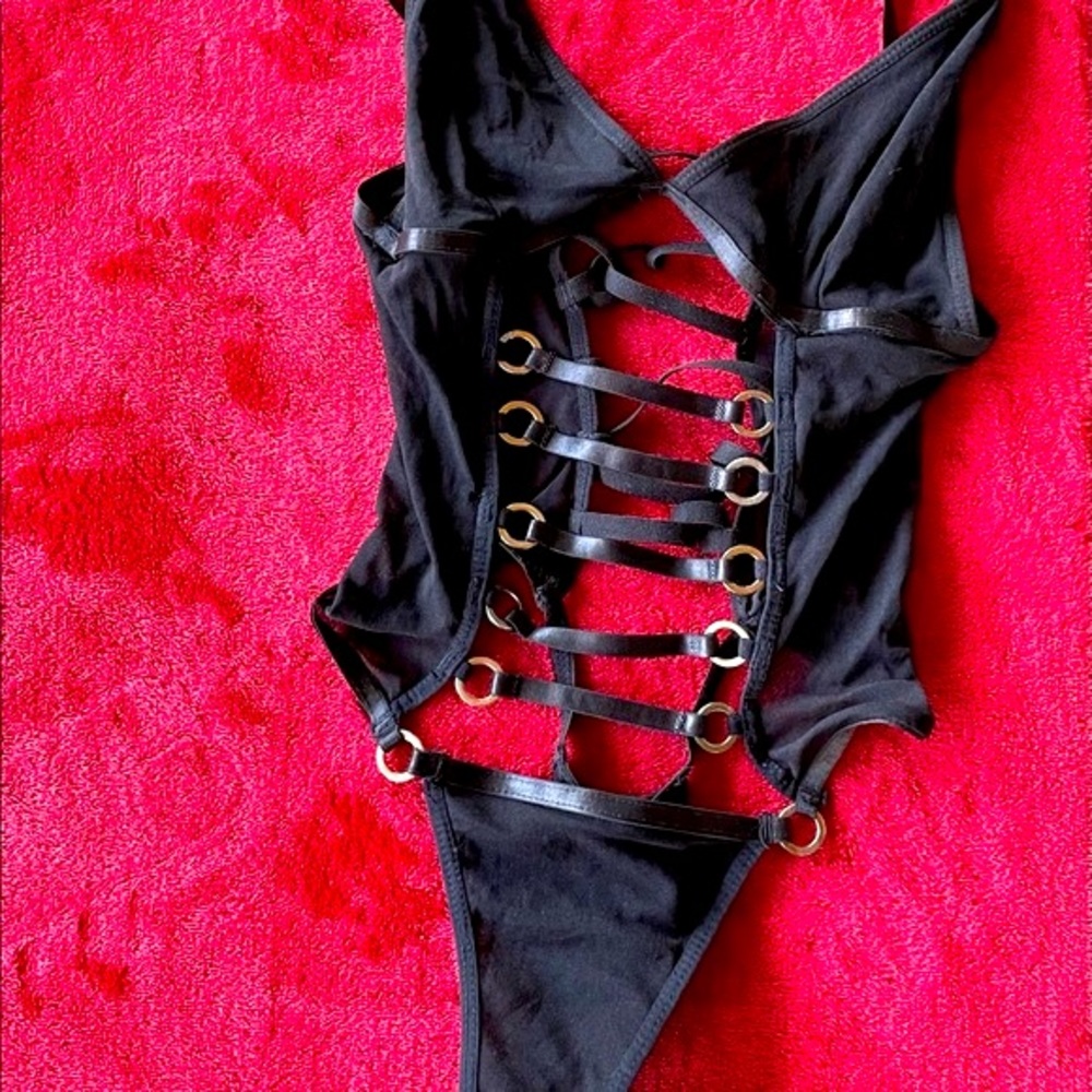 Cut out caged designed sexy mesh Body suit with 90% nylon, 10% spandex size M